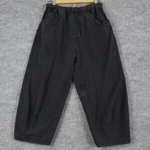 Roucha Pants Small AA Pace Cotton Canvas Blue Pull On Wide Leg Barrel Lagenlook